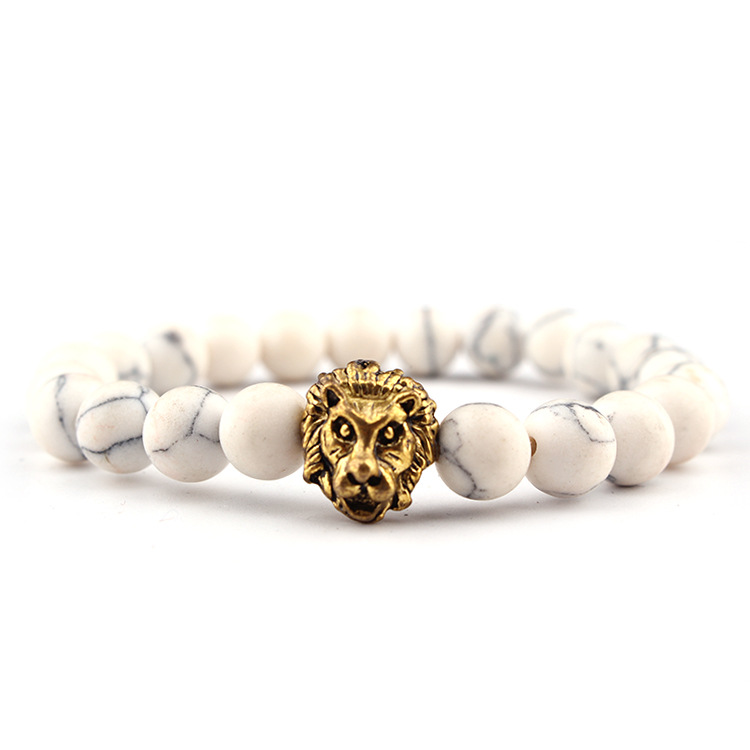 ebay爆款 欧美外贸玛瑙石珠子狮子头手链手饰 佛珠手环饰品
