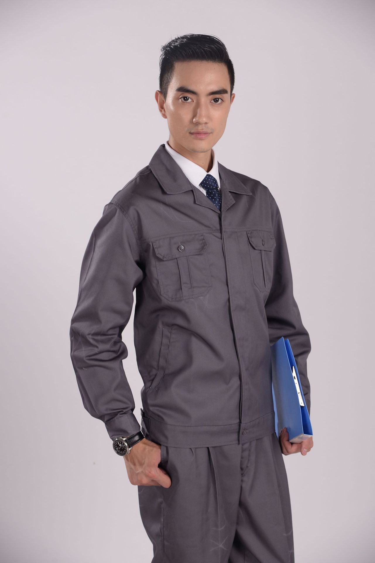 招商涤棉加厚纱卡工作服上衣