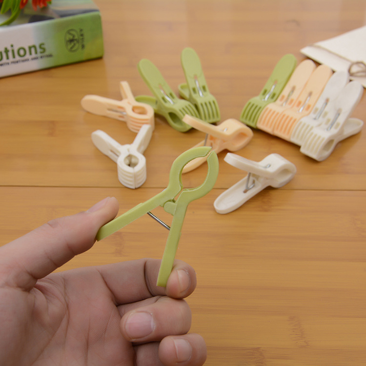 8019两元店12支装塑料夹袜子夹 强力防风塑料夹晾晒夹子