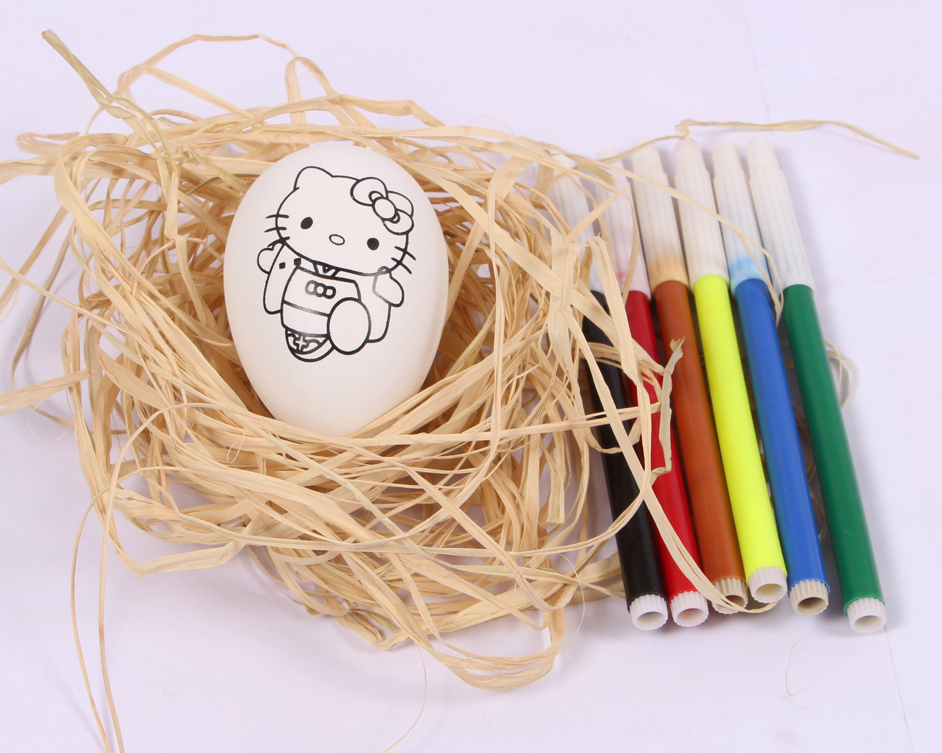 复活节彩蛋仿真鸡蛋幼儿园彩绘儿童手工diy填色彩绘蛋水彩笔套装