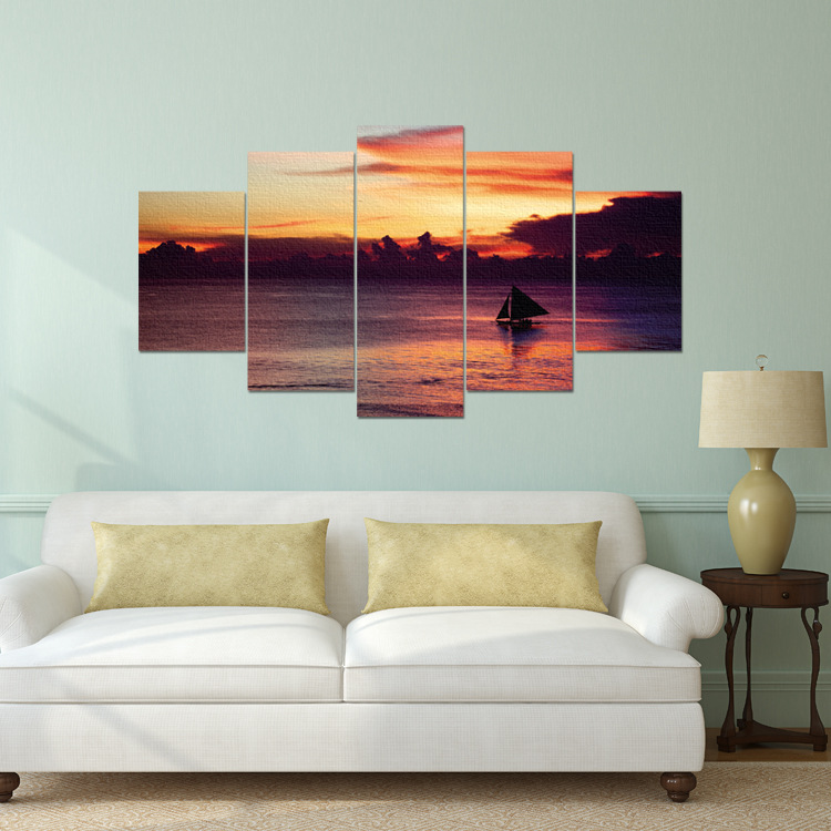 热销北欧风格五框画五拼油画布挂画五联画组合家居装饰背景墙壁画