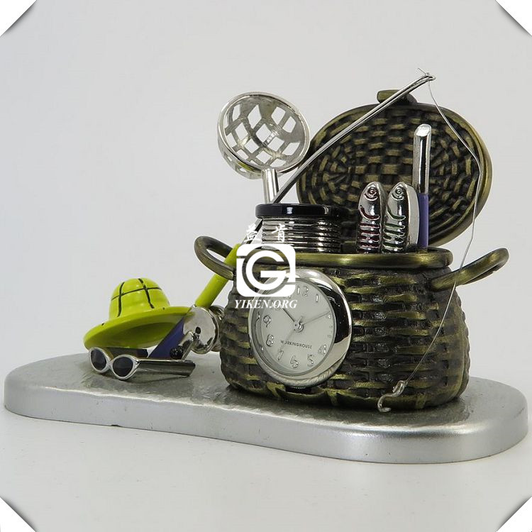 复古钓鱼工具定制创意时钟