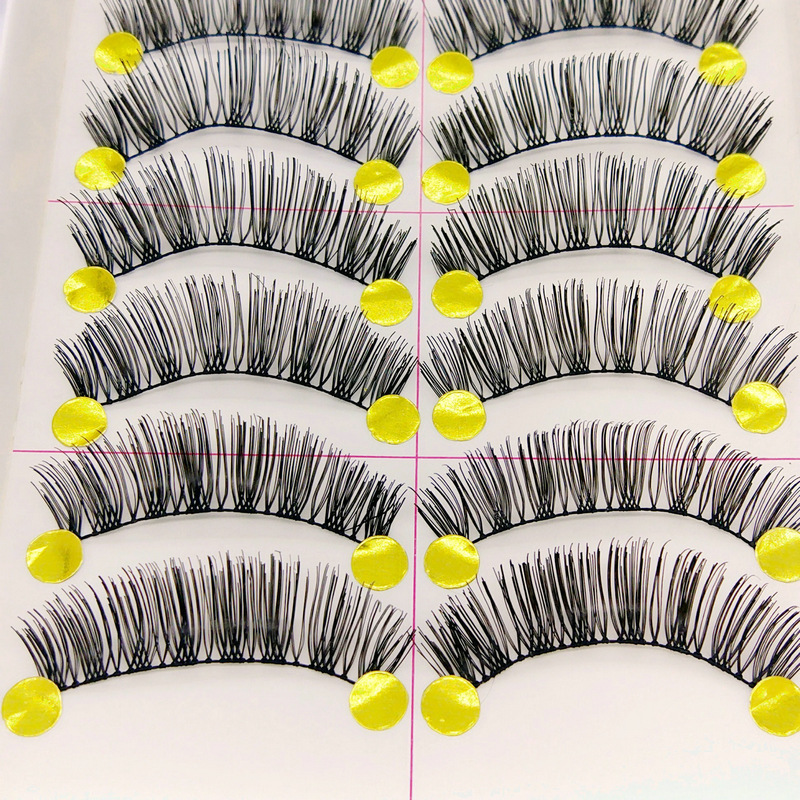 Taiwan Handmade False Eyelashes 036 Cotton Stem Cluster Cross Natural Thick 10 Double Pairs of False Eyelashes