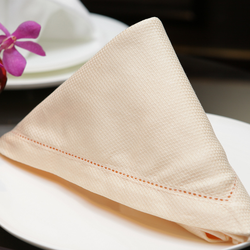 浩然依依酒店口布西餐巾布擦杯布 香槟色镂空口布全棉 厂家直销
