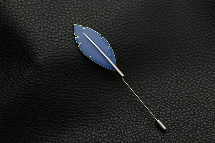 一字插针个性胸针 时尚复古合金羽毛长针 男式叶子别针西装配饰