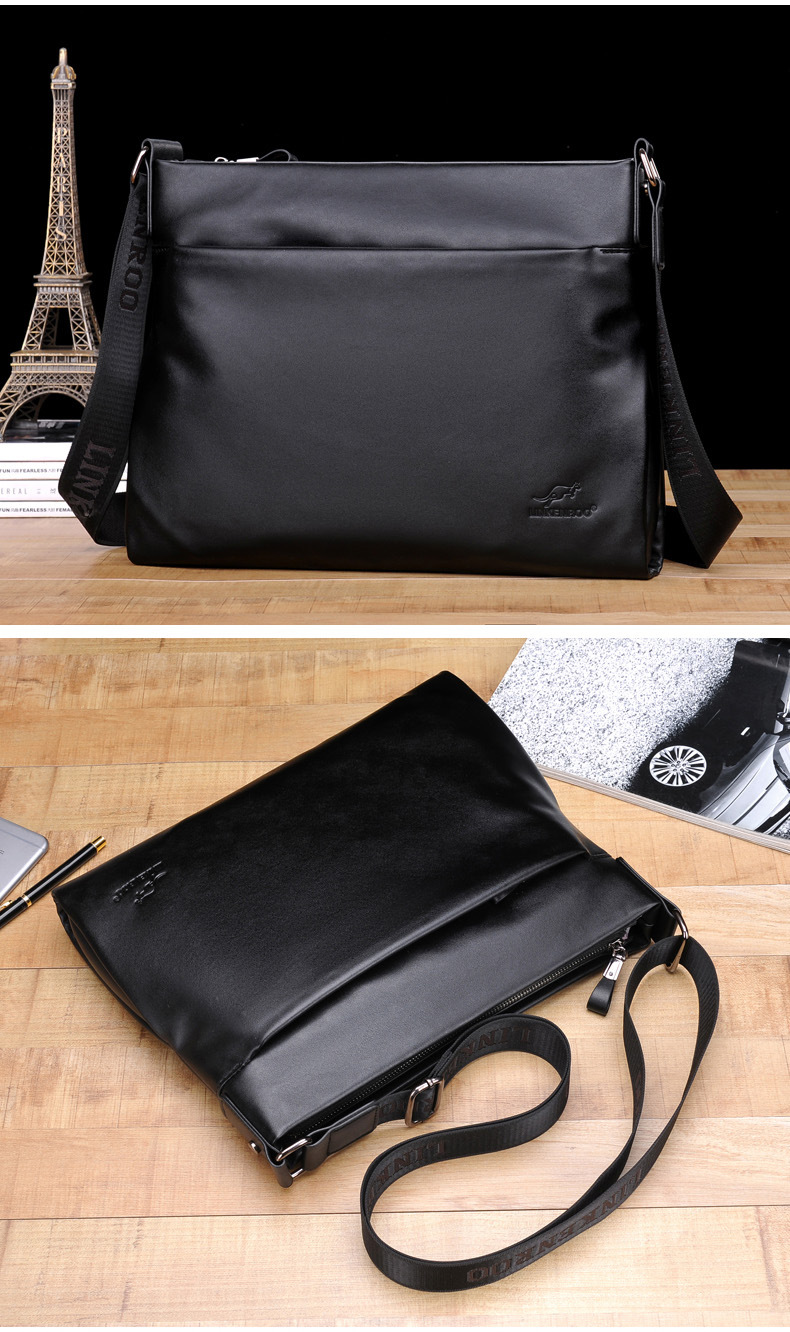 2019林肯袋鼠男包单肩斜挎包男士竖款商务挂包休闲皮挂包横竖两种