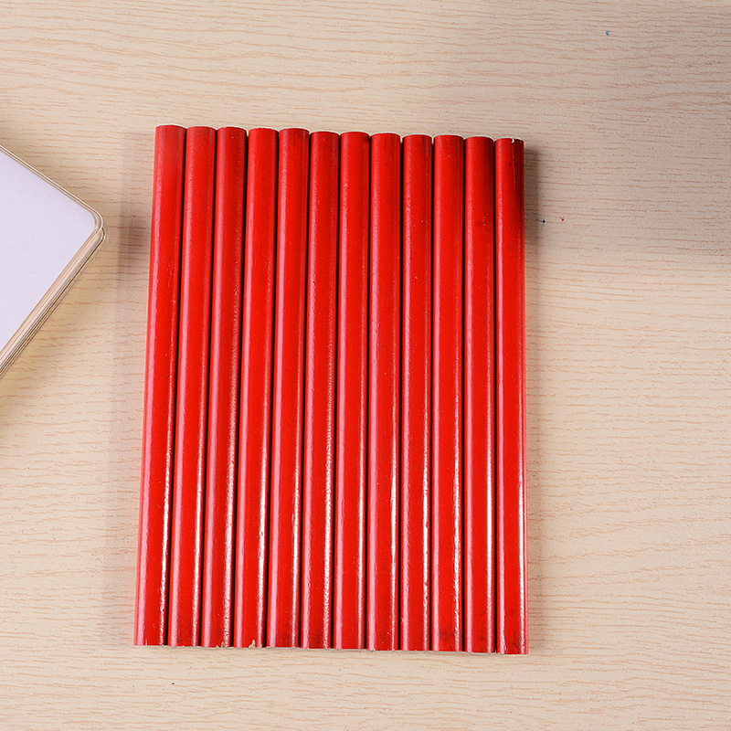 2019新款绘图黑芯铅笔 木工红色扁头黑芯铅笔 木工写字笔厂家直销