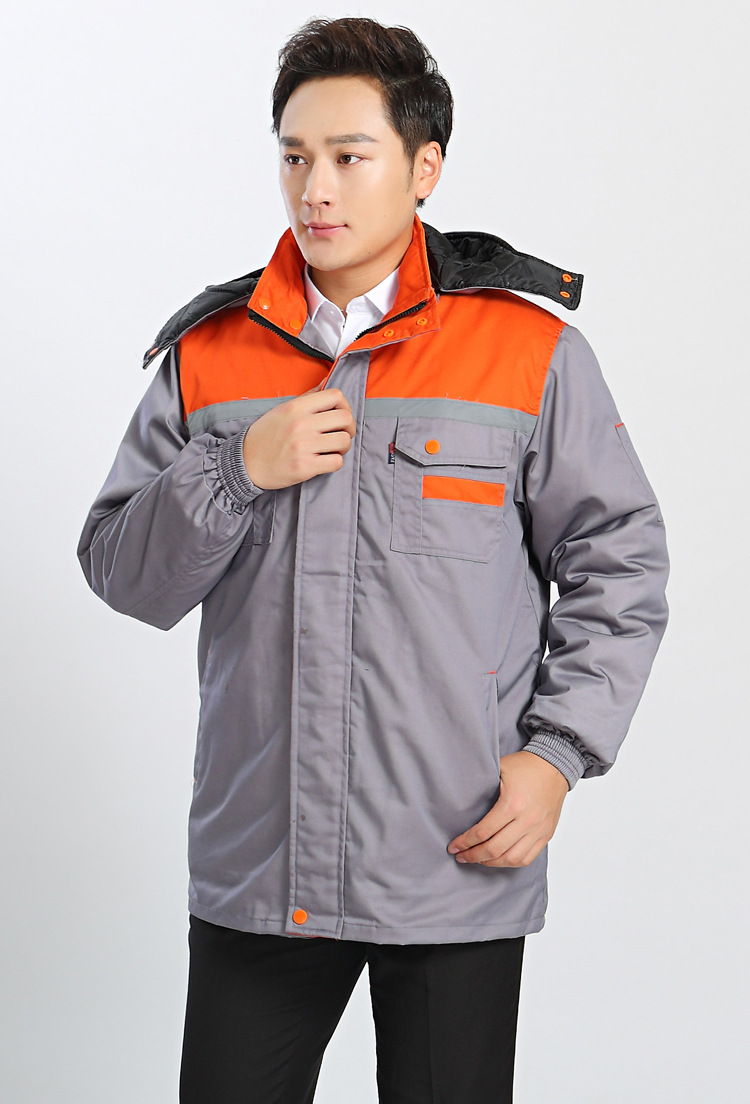 棉工作服男冬季加厚劳保棉袄拼色棉衣防寒服工人外套