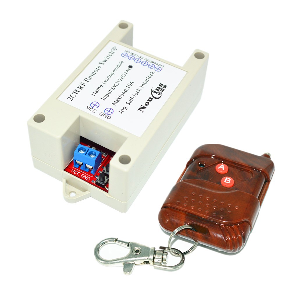 无线遥控开关24v2路无线控制器 2键433m桃木遥控自锁互锁点动功能