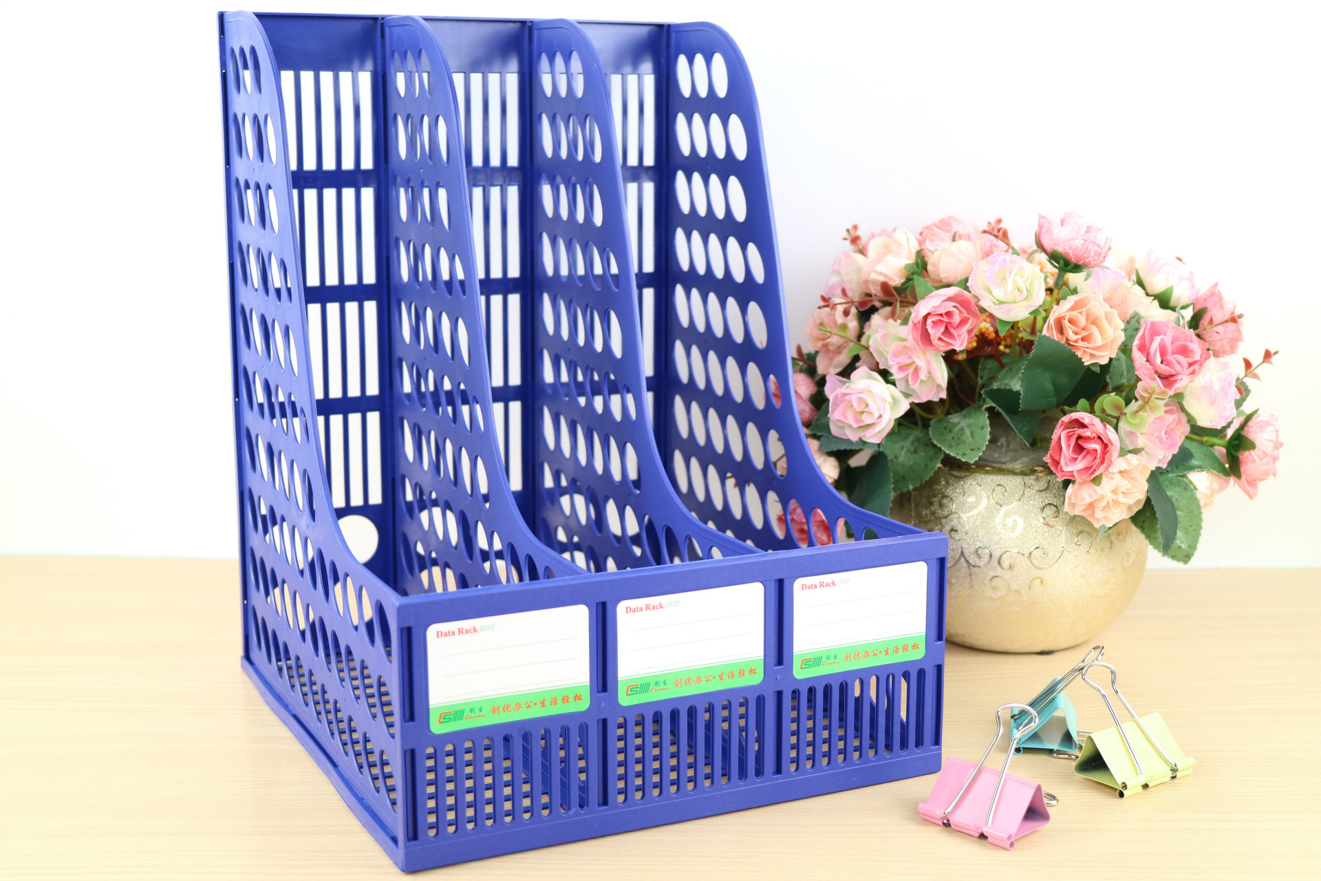 三联文件框塑料文件栏资料架 办公用品桌面文件整理架 创生cs-839