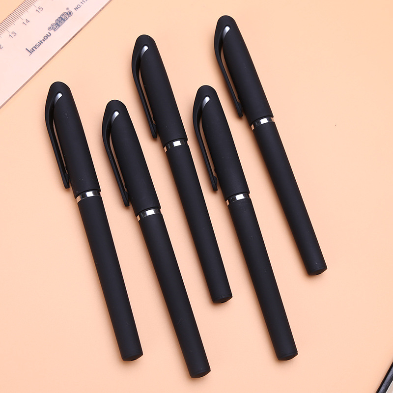 厂家批发定制 广告l笔 办公签字笔 插套中性 定制logo磨砂签字