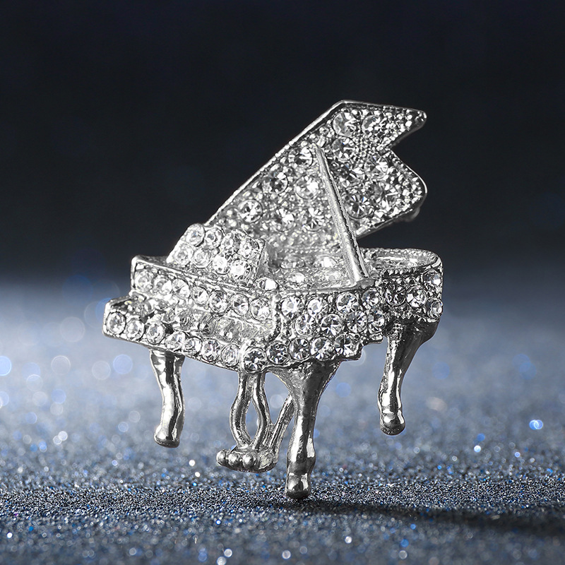 韩版代购时尚创意镶钻钢琴 外贸男复古手工韩国别针女学生男个性