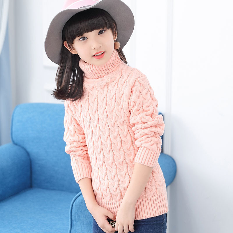 女童毛衣圆领加厚儿童中大童高领打底衫针织衫加绒一件代发招代销