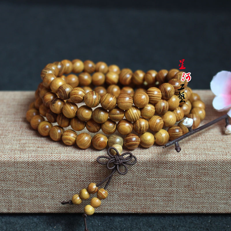 星河工艺 黄金柚木8mm 6mm 108颗手链手串 厂家热销批发跑量