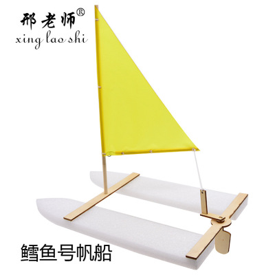 鳕鱼号双体帆船自航模型舰船模型 科技小制作小发明邢老师手工课