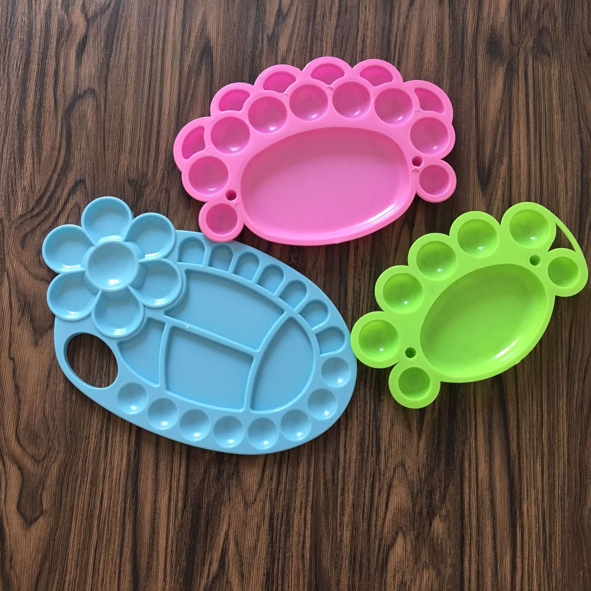 彩色小脚丫调色盘 儿童中彩盘水粉调色盘调色板 美术手绘调色盘