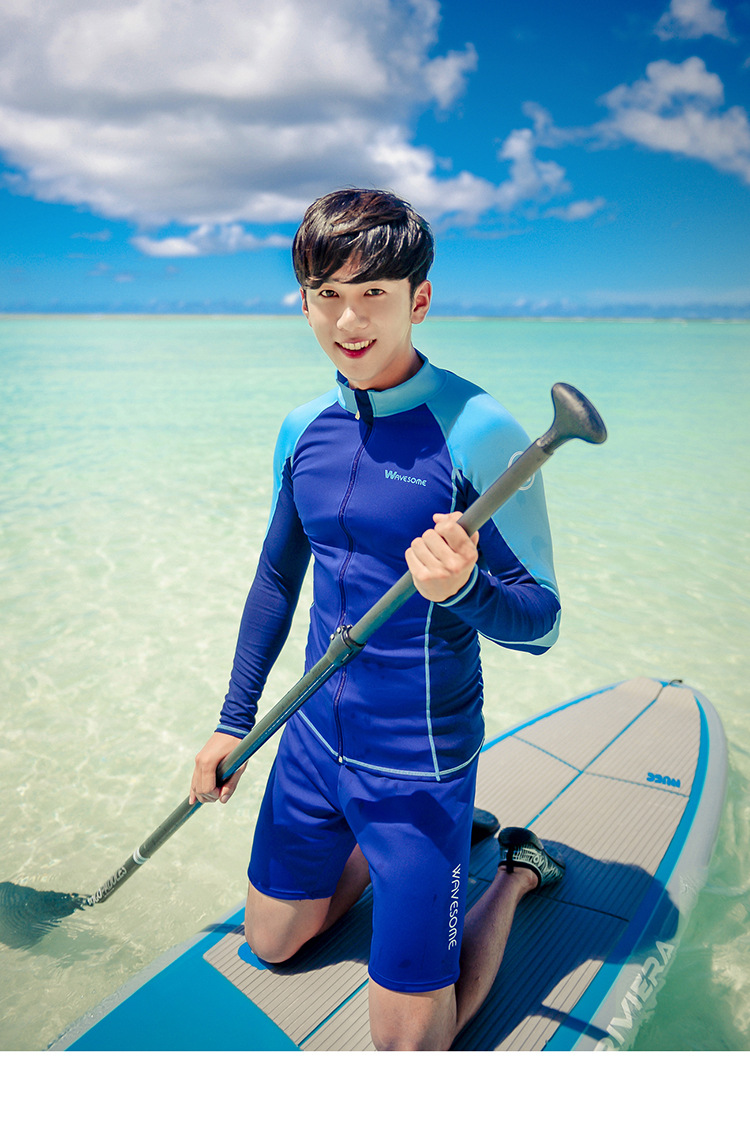 厂家批发长袖分体子安手情侣男女防晒潜水衣水母衣拉链外套泳衣