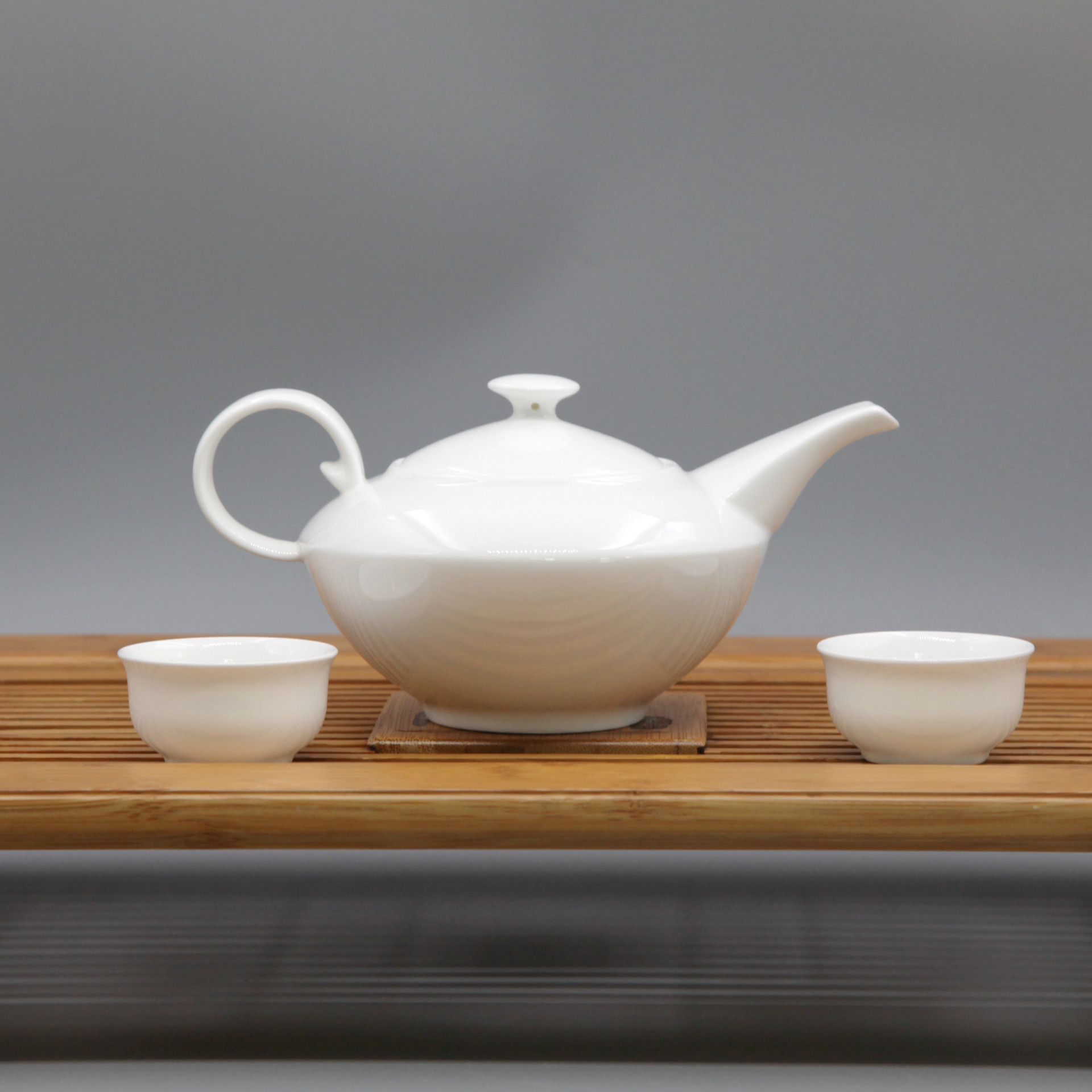 雷格唐山骨瓷纯白平那壶时尚简约水壶茶壶咖啡壶