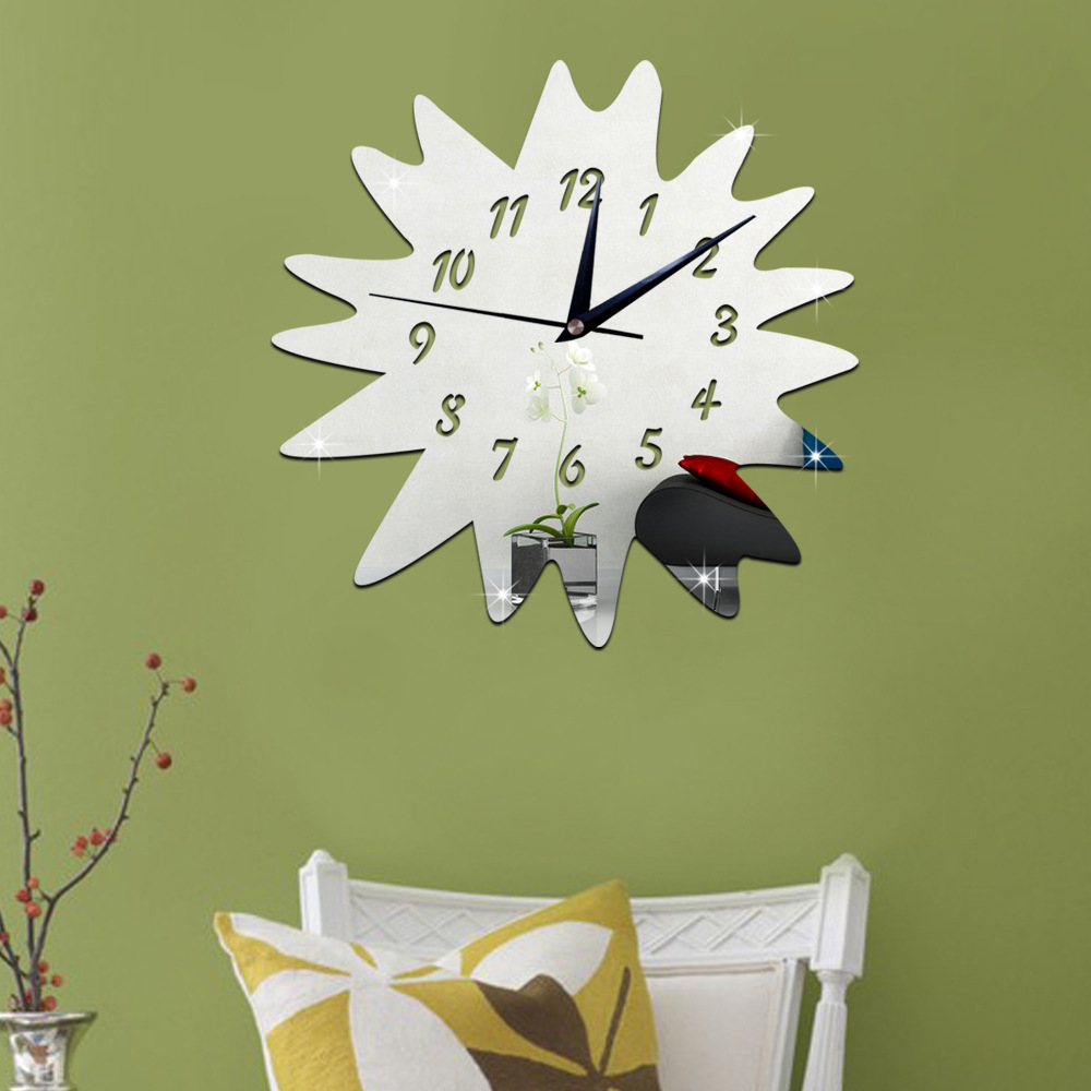 gz027 diy风车墙钟 书房卧室客厅背景墙亚克力镜面挂钟 静音墙钟