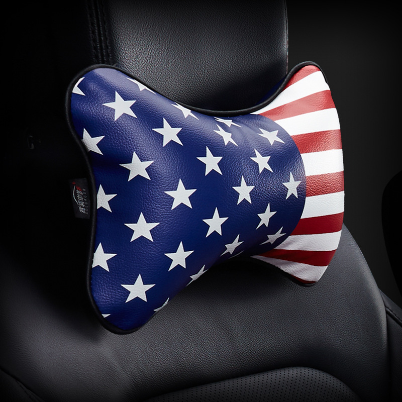 Factory Direct Sales Automotive Headrest Memory Foam Neck Pillow Seat Cushion Car Cartoon Neck Pillow Leather Cervical Pillow