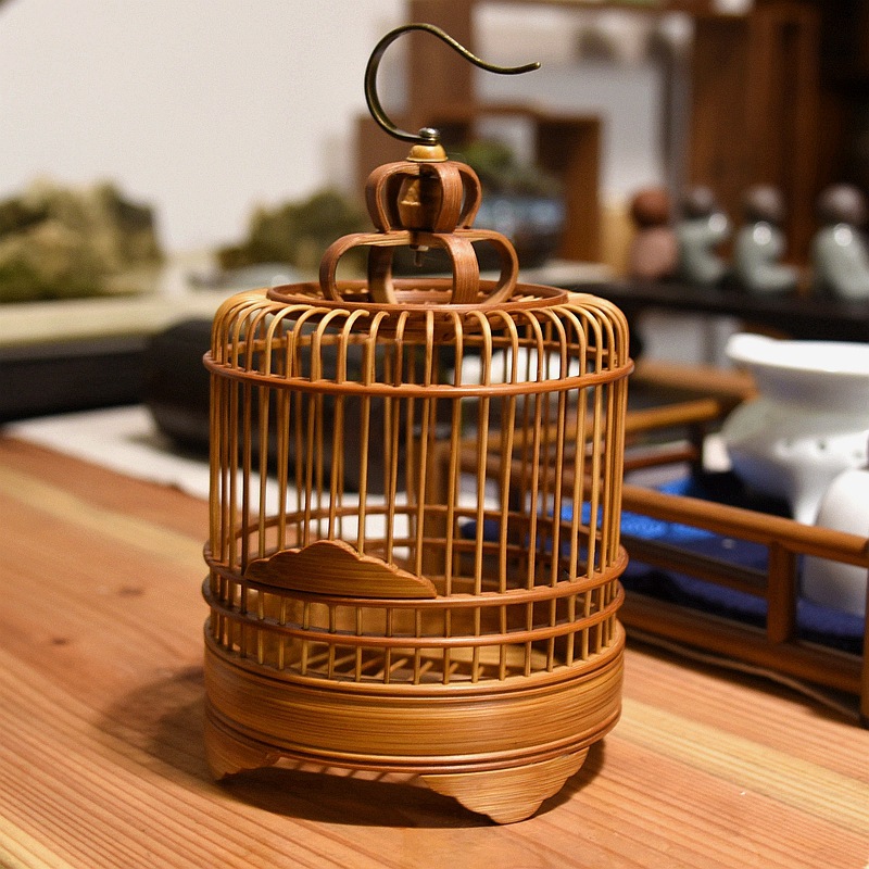蝈蝈笼子 手工竹编 蚂蚱笼子 鸣虫用具蝈蝈笼 竹笼蛐蛐笼子弄竹堂