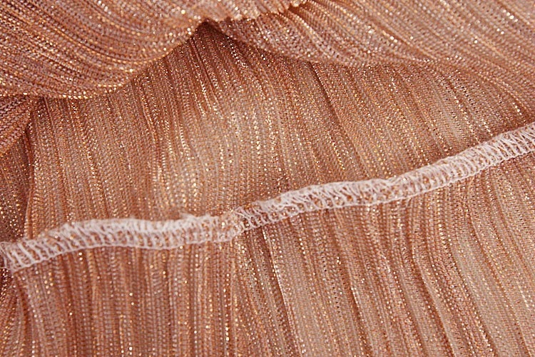 外贸批发欧美女装时尚性感褶皱蕾丝花边金丝