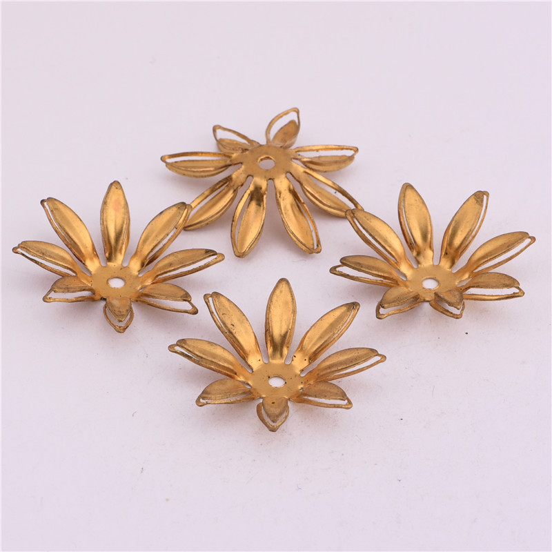 21mm花瓣花托头饰配件 纯铜向日葵珠托材料diy手工饰品配件7792