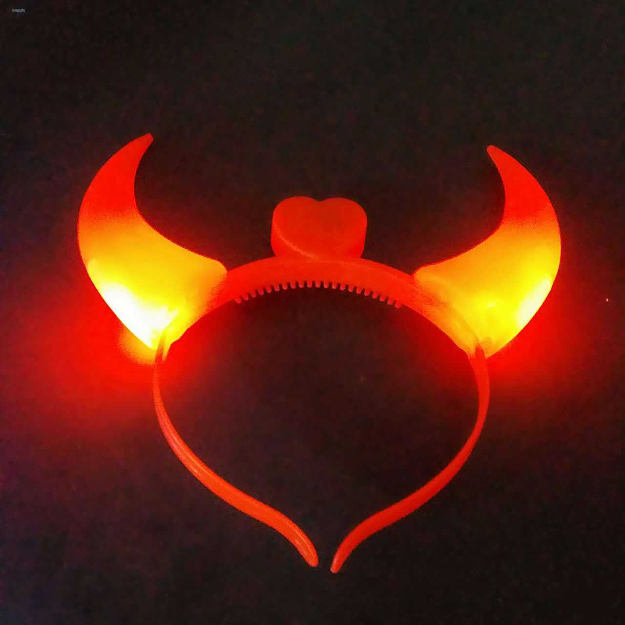 发光牛角闪光发卡牛角发箍 闪光中号牛角灯 夜市地摊货源