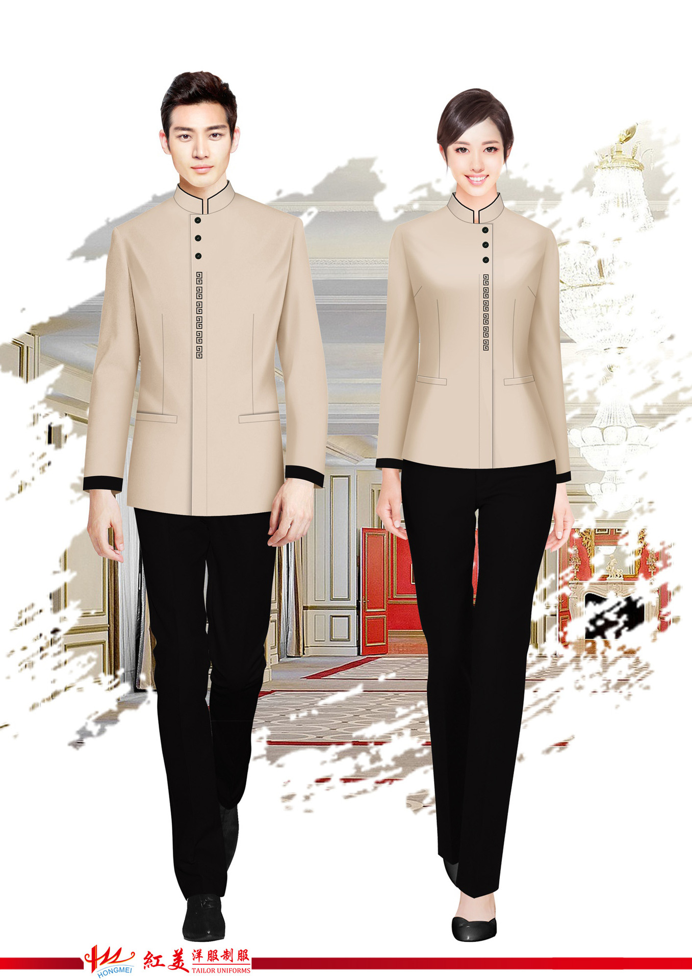 2019新款酒店服装pa客房服务员工作服设计定制款式图高端私人定做