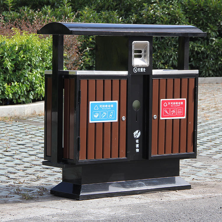 采购2022秋市政验收标准户外垃圾桶定制喷塑金属组合分类丝印圆口投放