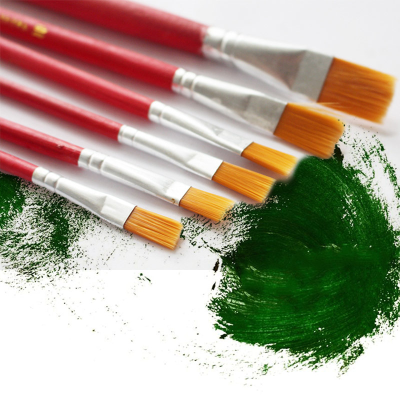 泥绒水粉笔 油画笔 红杆呢绒水粉笔 学生水粉画笔6支套装