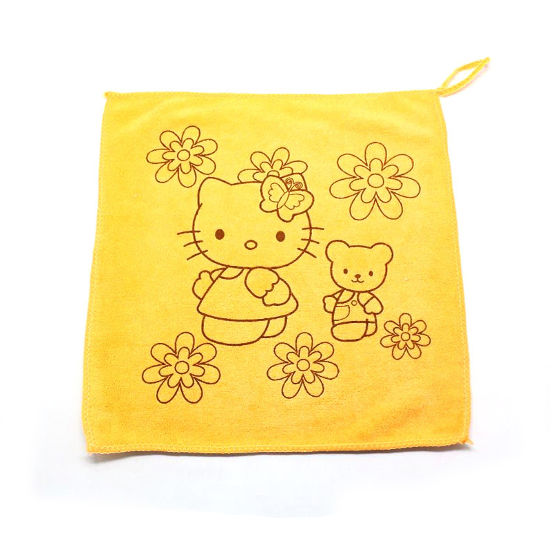 加厚超细纤维方巾印花30*30方巾卡通幼儿园挂巾手帕赠品小方巾