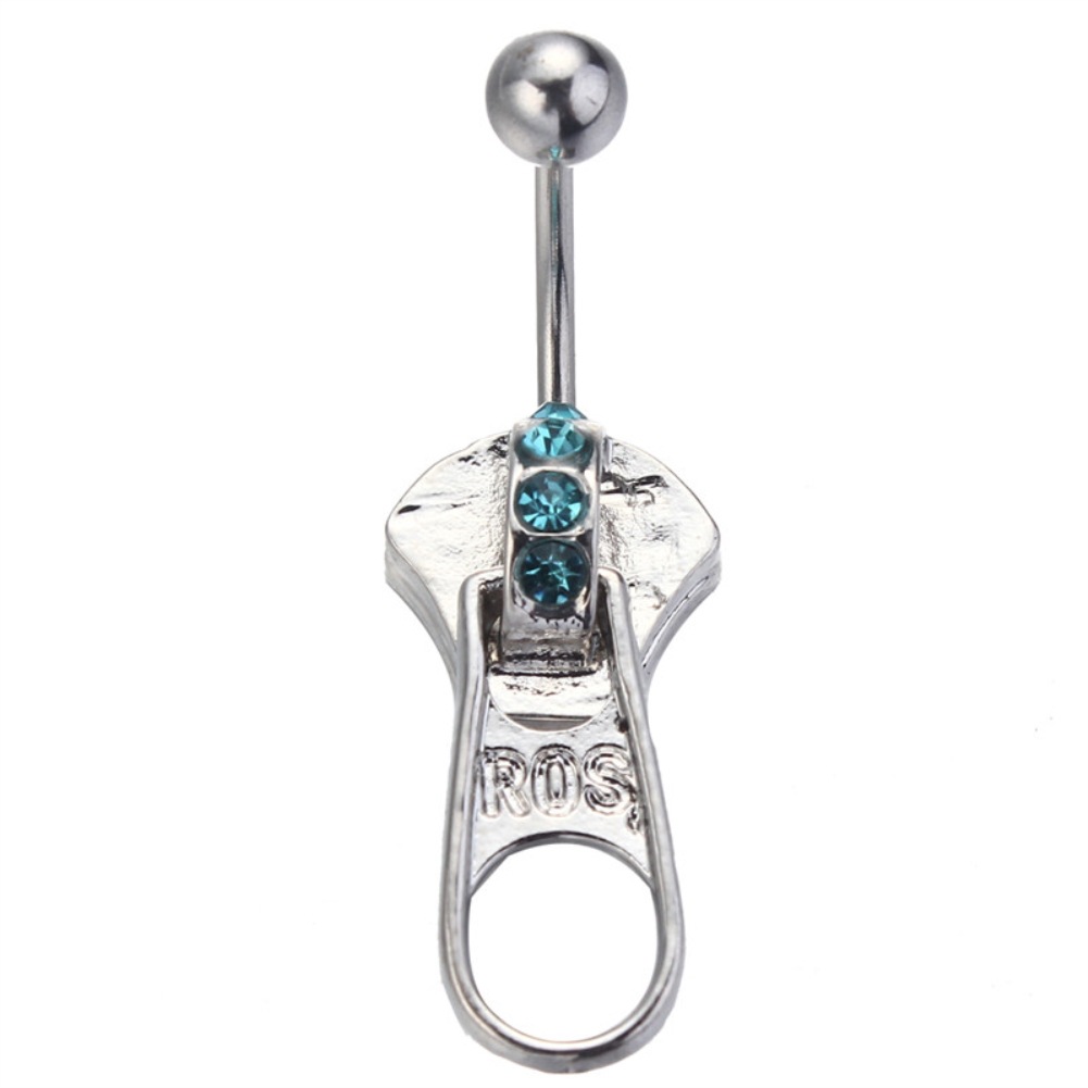 厂家热销外贸拉链拉锁朋克风肚脐环脐环肚脐扣穿刺人体饰品批发