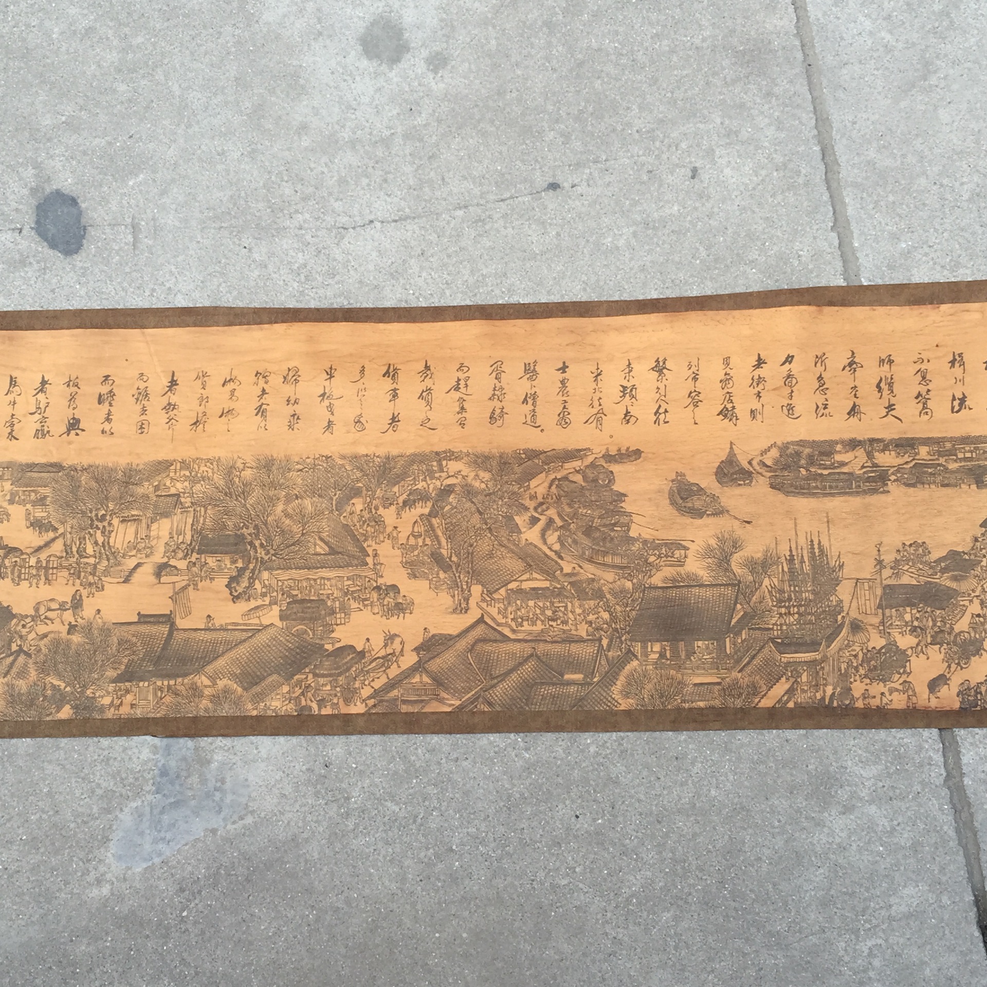 古玩批发复古装饰画做旧画仿古字画长卷古画绢布画清明上河图零售