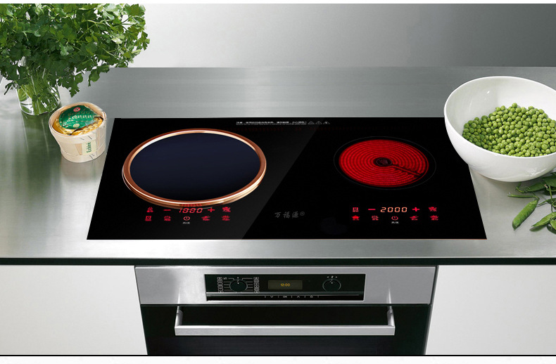 批发高档万福源智能嵌入式电磁炉家用双灶陶炉双头镶嵌式双眼台式