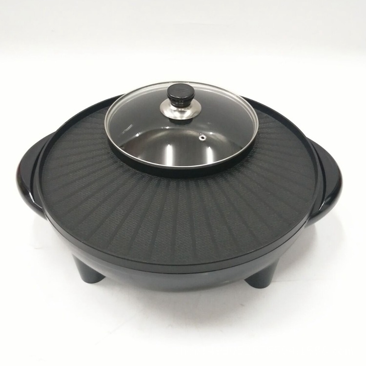 烤涮一体锅 家用涮烤鸳鸯锅 煎涮两用电烤炉 电烤盘不粘锅