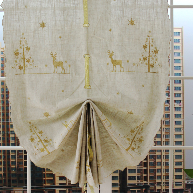 成品 棉麻美式乡村复古布艺提拉帘罗马帘咖啡店酒店专用窗帘批发