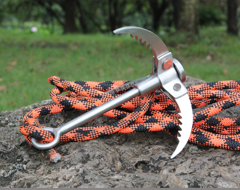 攀岩登山野外探险户外抓钩救生飞虎爪生存攀登飞爪折叠钩三爪小号