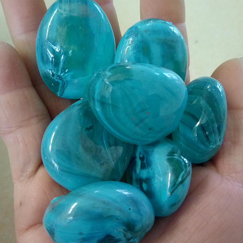 七彩透明玻璃雨花石  鱼缸装饰用  工艺品雕刻石 墙面立体装饰