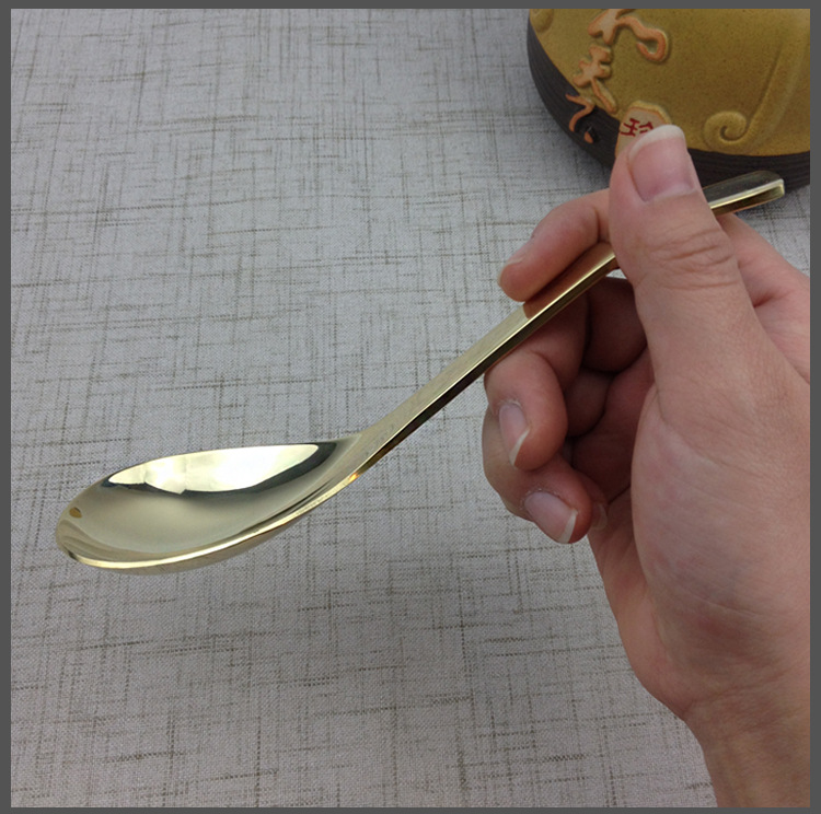 黄铜汤勺加厚加大铜勺子调羹工厂批发黄铜紫铜餐具金属勺子货源