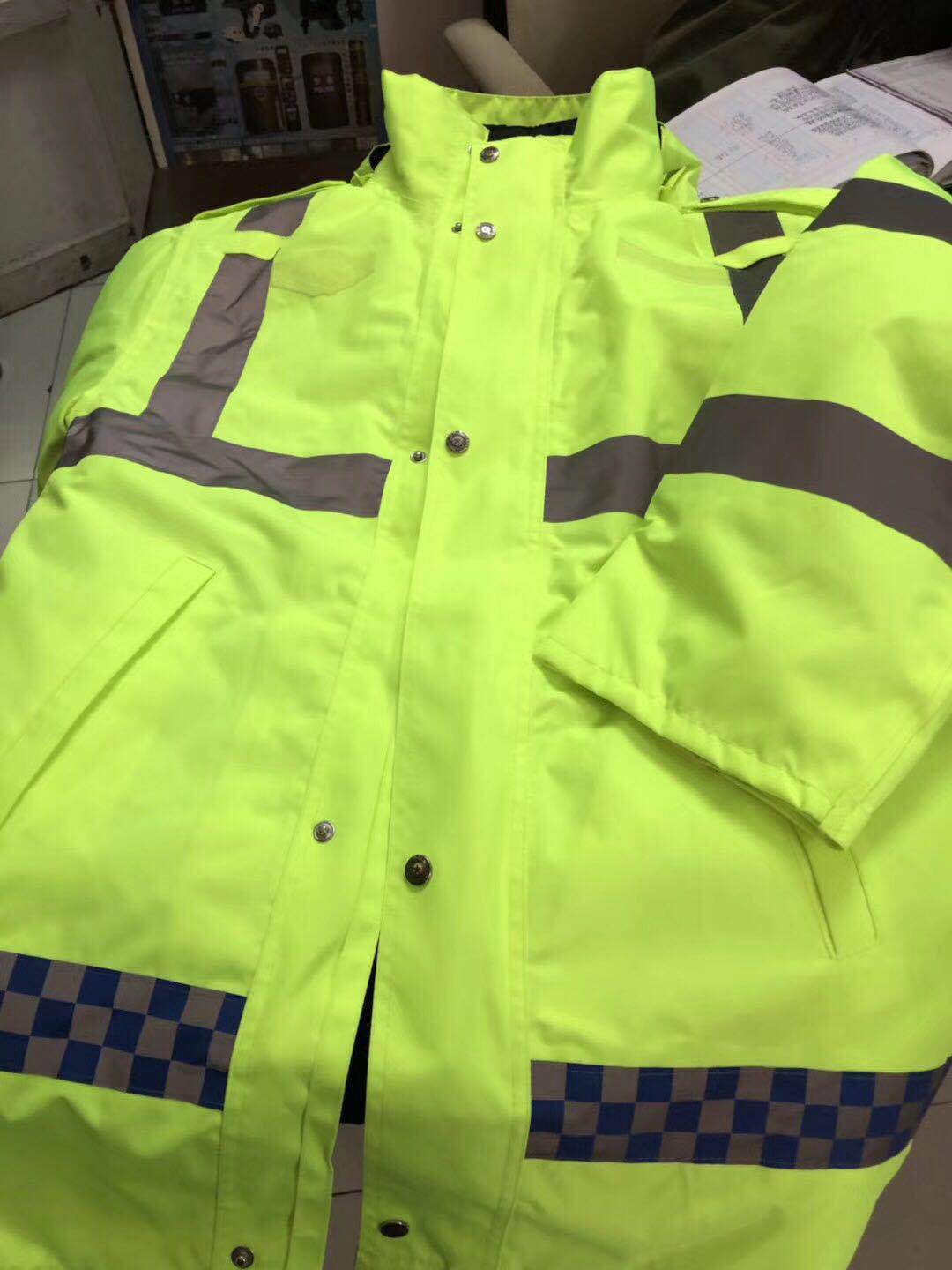 交通棉服外套秋冬高速执勤安全抓绒棉衣防护服保暖可拆卸反光雨衣