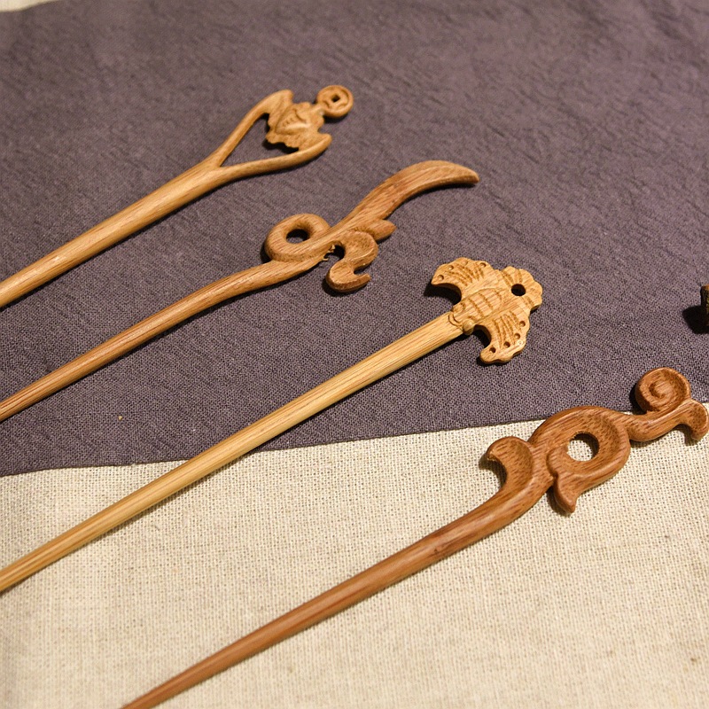 弄竹堂 纯手工竹编发髻发簪 传统竹编工艺发簪 竹编簪 民族发簪
