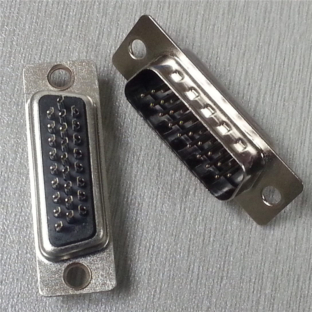 d型三排db26pin公头连接器 矩形焊线式26p公座插头 冲针连接座