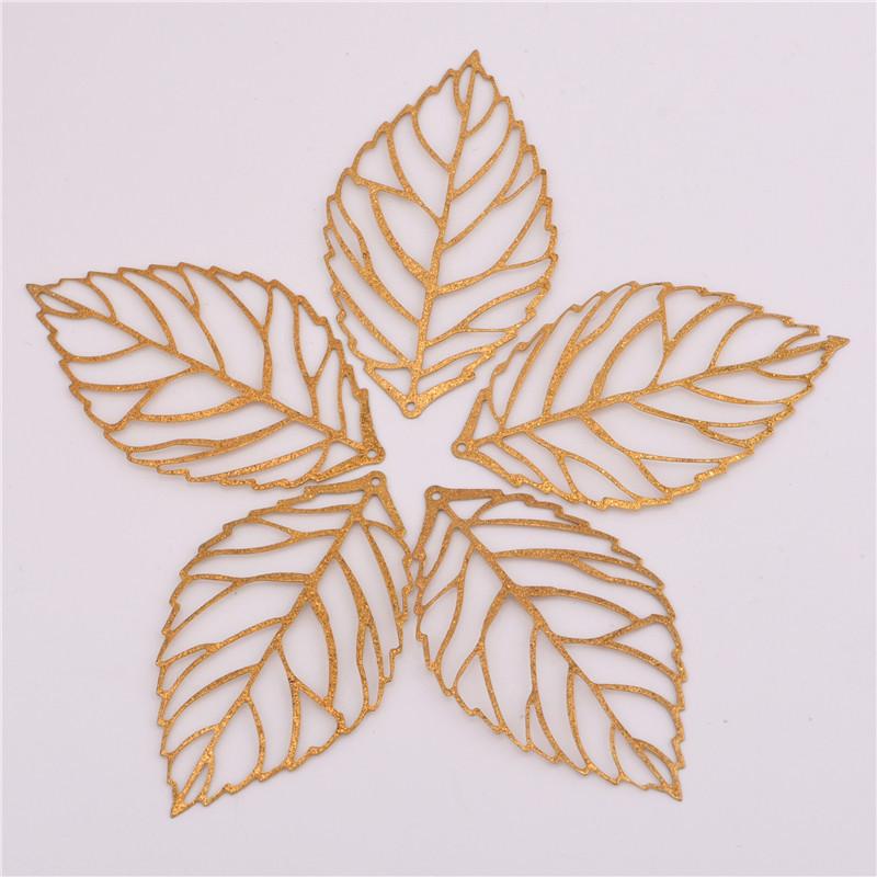 53mm双面磨砂树叶挂件 极简镂空叶子吊坠材料diy手工铜饰品配件