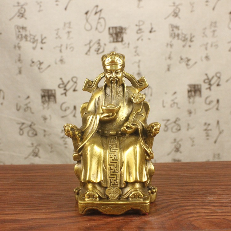 铜文财神爷摆件纯铜佛像纯铜家居装饰金属工艺品批发比干