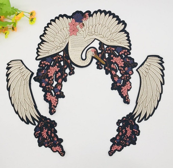 梅花仙鹤电脑绣花时尚diy绣品刺绣布贴衣服鞋帽补丁辅料