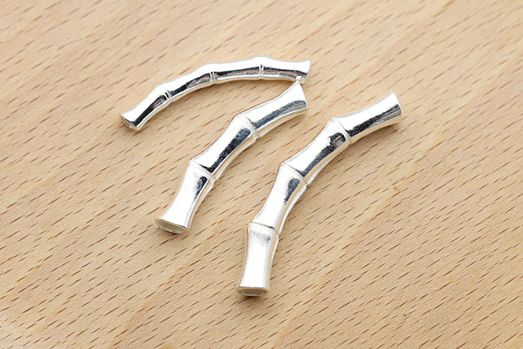 银饰手工配件材料 s925纯银diy串珠手链弯管 竹节银骨小管批发