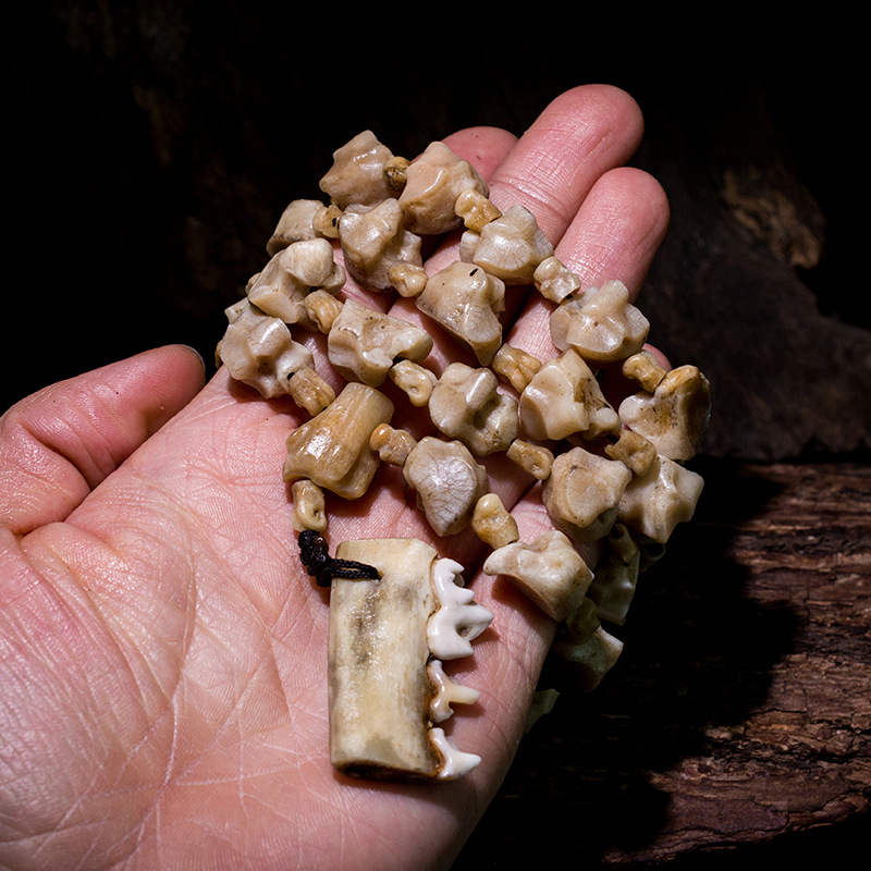 天然狼髀石关节骨手串藏传民族风佛珠修行念珠长串男女款串珠饰品
