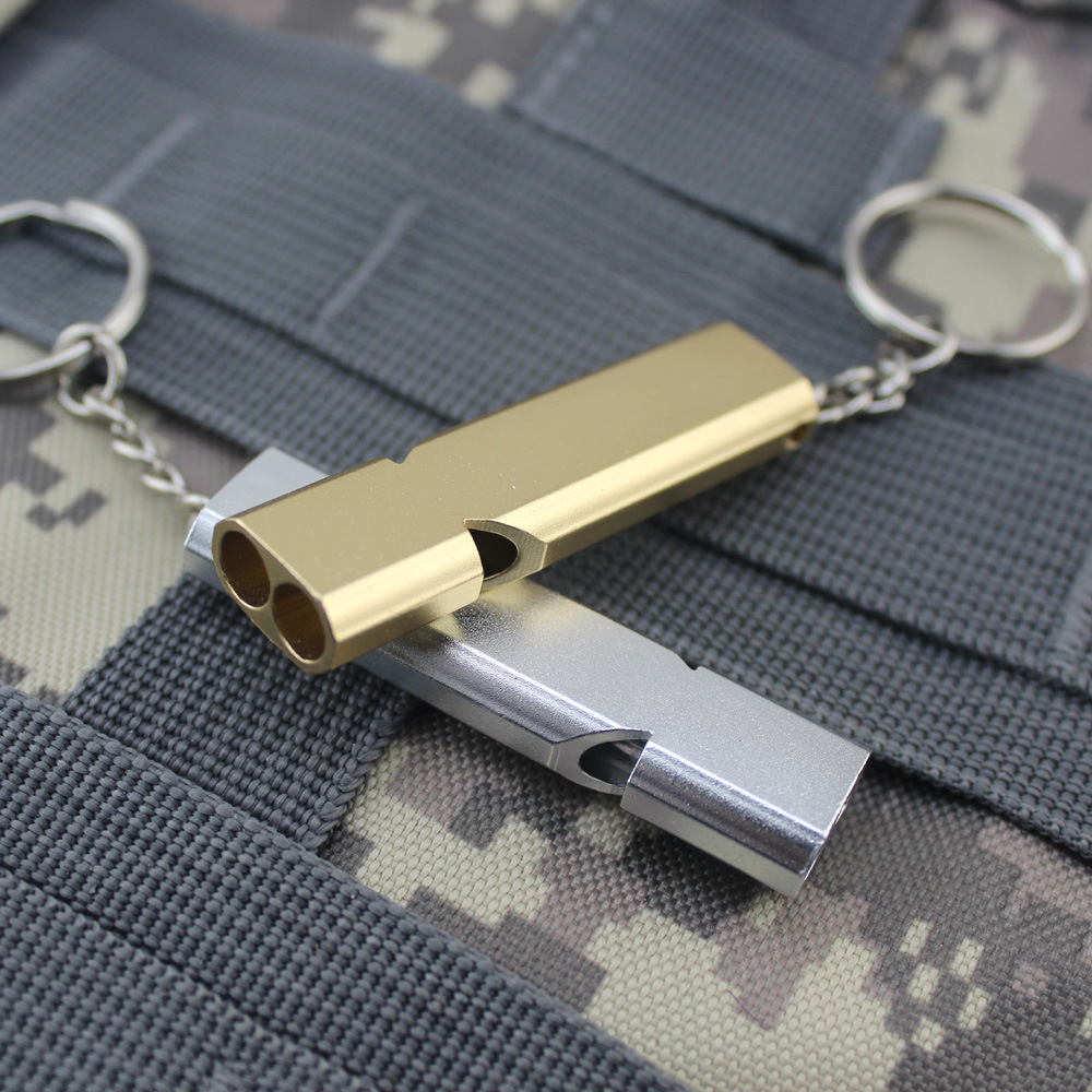 跨境户外救生口哨高频航空铝口哨子裁判荒野求生哨地震双孔爆音哨