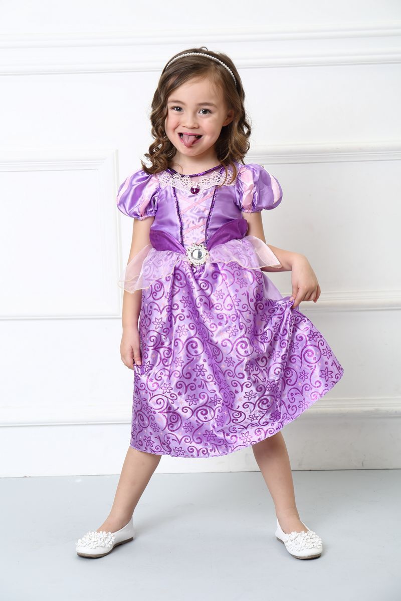 2017儿童节紫色长发公主裙 乐佩公主角色扮演服舞台表演服万圣节